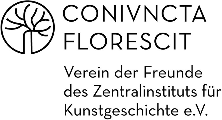Logo. Abstraker Baum (links), Schriftzug mit dem Namen des Vereins (rechts)
