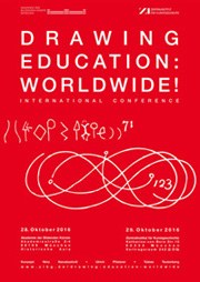 Roter Veranstaltungsflyer mit weißer Schrift und weißen Symbolen.
