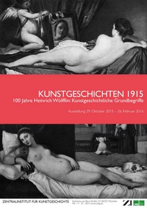 Ausstellungsplakat. Weiße Schrift auf rotem Grund. Zwei schwarz-weiße Gemälde von liegenden, nackten, jungen Frauen.