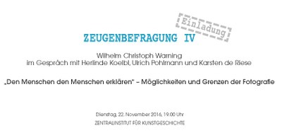 ZEUGENBEFRAGUNG IV:  Wilhelm Christoph Warning im Gespräch mit Herlinde Koelbl, Ulrich Pohlmann und Karsten de Riese