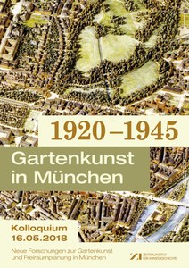 Veranstaltungsflyer. Farbige Luftaufnahme einer Stadt mit Park und Fluss.
