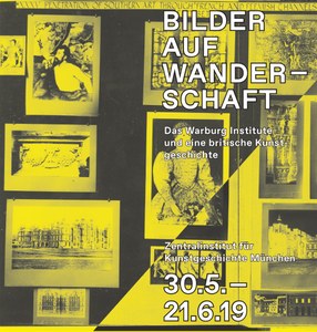 Gelb-schwarzes Ausstellungsplakat mit weißer Schrift.