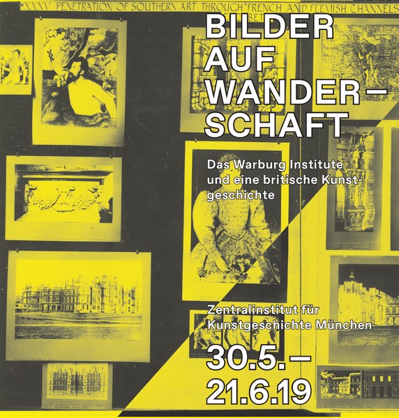 Gelb-schwarzes Ausstellungsplakat mit weißer Schrift.