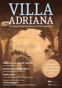Veranstaltungsflyer. Colorierte Zeichnung einer antiken Ruine.