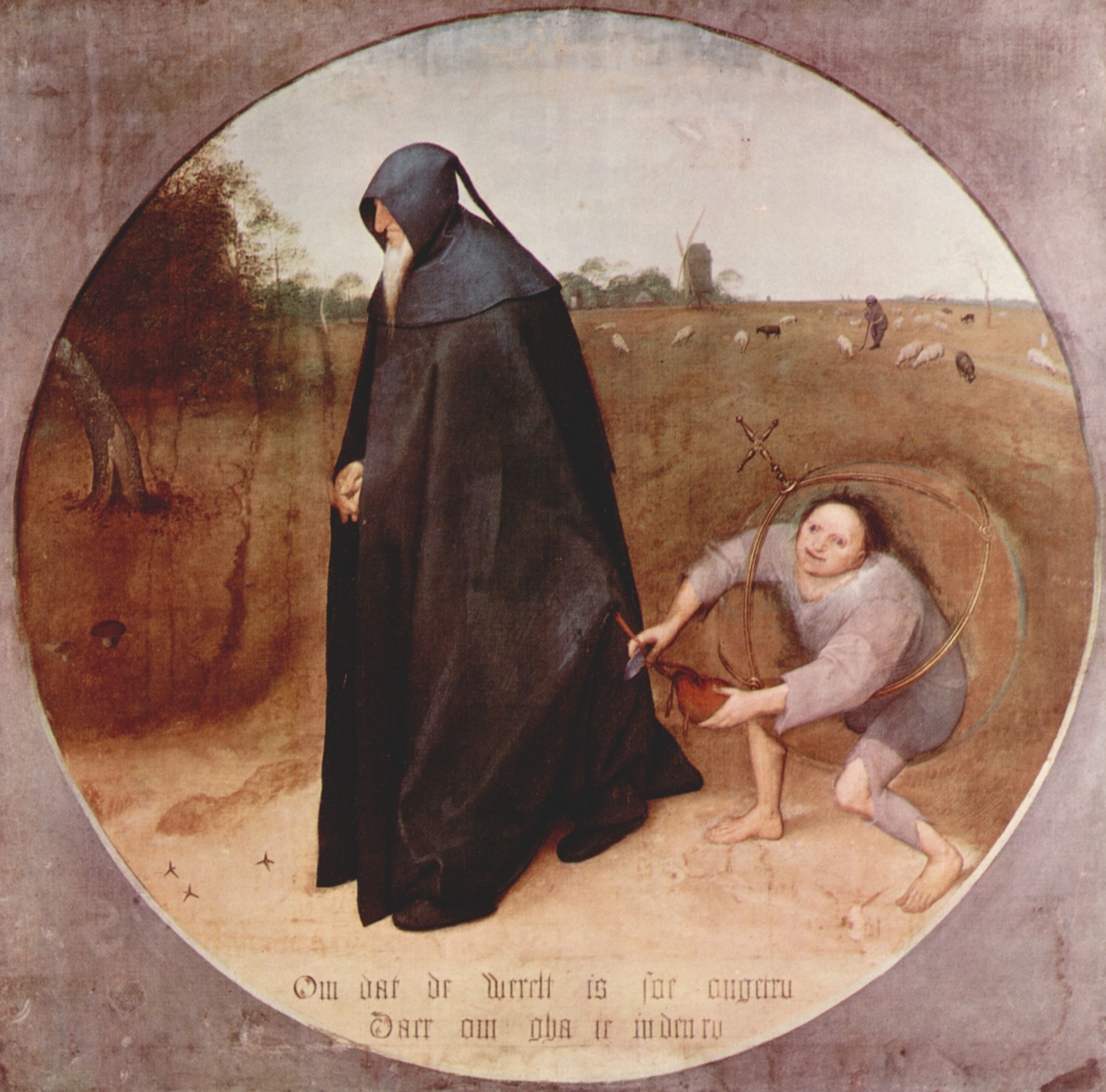 Pieter Bruegel d. Ä., Der Misanthrop, um 1568, Tempera auf Leinwand, 88 × 85 cm, Neapel, Galleria Nazionale di Capodimonte