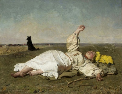 Józef Chełmoński, Altweibersommer, 1875, Nationalmuseum Warschau (Public Domain, Google Art Project)