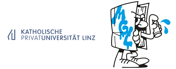 Logo der Katholischen Privatuniversität Linz neben dem Logo der Munich Graffiti Library.