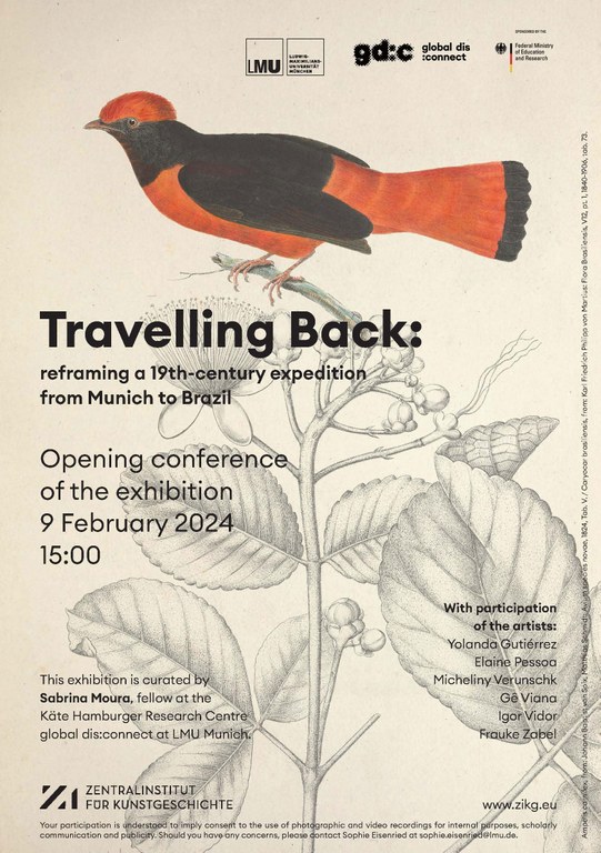 Zeichnung eines rot-schwarzen Vogels