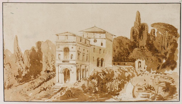 Charles Percier, Unidentified Villa (©Paris, Bibliothèque de l'Institut de France, MS 1008 fol. 2r num. 3)