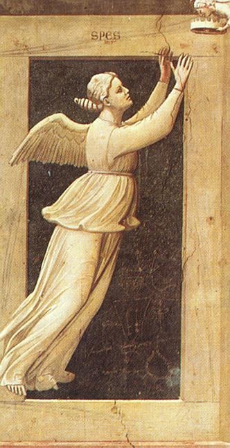 Fresko: Weibliche Figur mit Flügeln. 