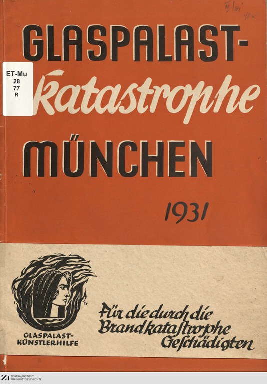 Eine orangene Titelseite mit der Aufschrifft: Glaspalast-Katastrophe München 1931.
