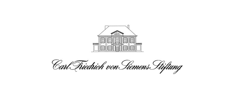 Logo der Carl Friedrich von Siemen Stiftung. Gezeichnet: Front eines zweistöckigen Hauses mit großem Portikus.
