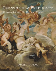 Buchcover mit weißer Schrift. Gemalte mythologische Himmelsszene.