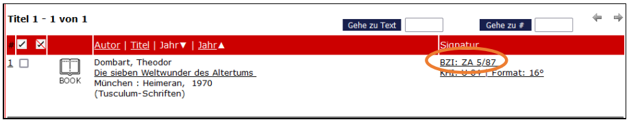 Kurzanzeige