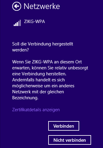 WLAN Windows 8 - Abb. 6