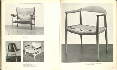 Doppelseite mit Fotos von verschiedenen Stühlen