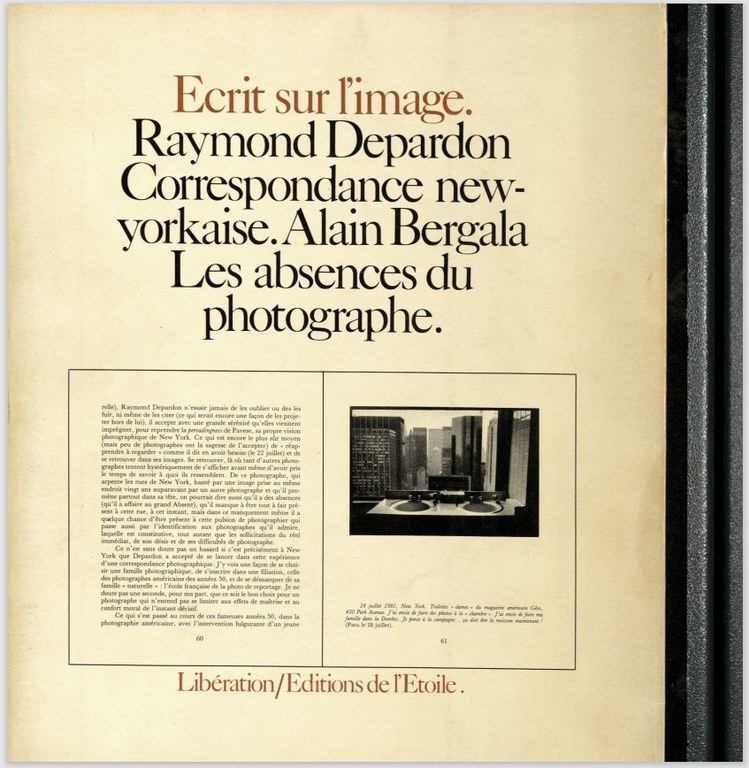 Buchcover mit Text und einer Abbildung von einer Doppelseite mit einer Fotografie