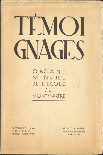 Témoignages. Per G 2170(1 R Cover