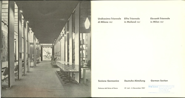 Undicesima Triennale di Milano 1957 / Elfte Triennale in Mailand 1957. Kat.Ausst. Milano 1957 7 a 2