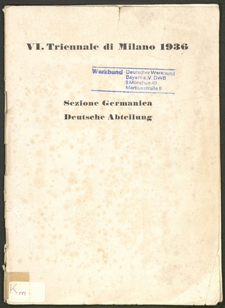 VI. Triennale di Milano 1936 Kat.Ausst. Milano 1936 5 1 