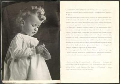 Doppelseite, links Foto von Kind, rechts Text