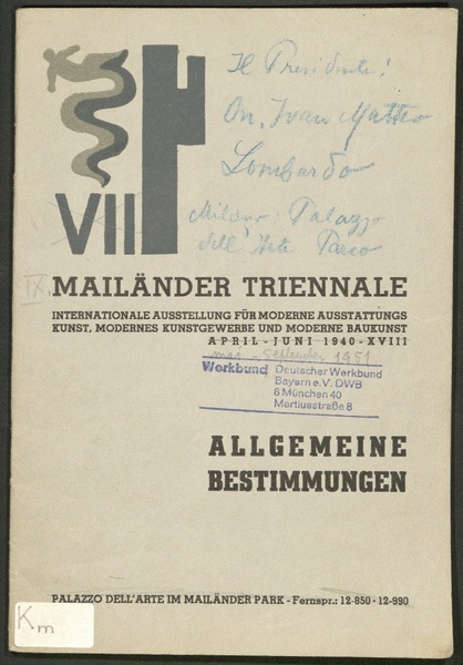 VII. Mailänder Triennale Kat.Ausst. Milano 1940 4 b 1