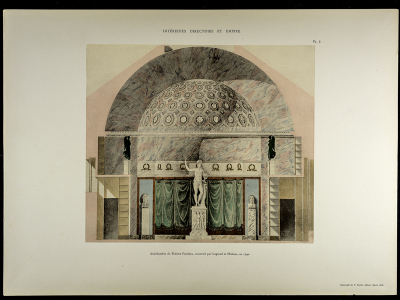 Frédéric Contet: Intérieurs Directoire et Empire : recueil de dessins originaux […]… - Paris 1932.  +  Pl. 2: Antichambre du Théâtre Feydeau. - Foto: Zentralinstitut für Kunstgeschichte