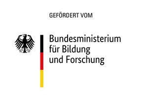 Logo des Bundesministeriums für Bildung und Forschung. Deutscher Adler, schwarzer Schrift, vertikaler Strich aus den Farben Schwarz-Rot-Gold