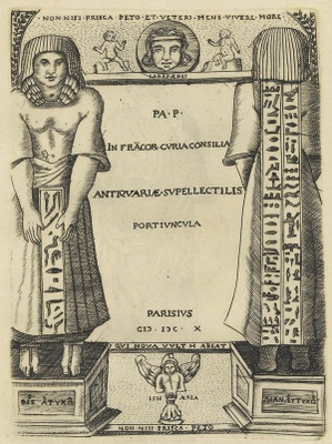 a. P. In Fra[n]cor[vm] Cvria Consilia Antiqvariæ Svpellectilis Portivncvla, Parisivs 1610, title page