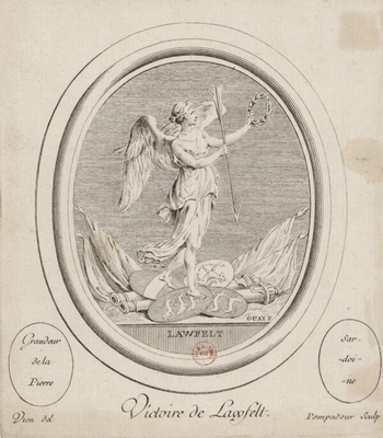 Marquise de Pompadour, Victoire de Lawfelt, engraving, after J.-M. Vien and J. Guay, in Suite d'estampes gravées par Madame la marquise de Pompadour d'après les pierres gravées de Guay, graveur du Roy, Paris, [ca.1755], pl. 14.