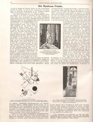 Polemischer Artikel zur Vertreibung des Bauhauses in Weimar („Die Bauhaus-Triade“, in: Deutsche Bauhütte, H. 2, 29. Jg. (1925), S. 24
