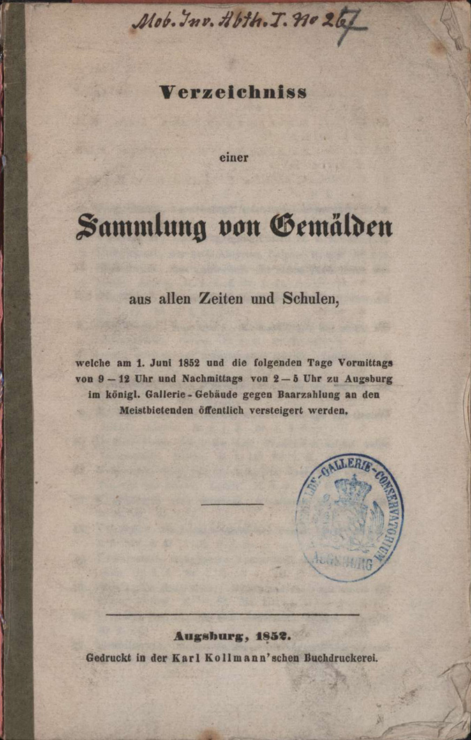 Versteigerungsverzeichnis Augsburg gedruckt