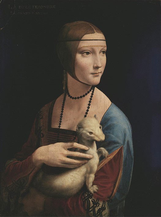 Gemälde: Portrait einer Frau mit Hermelin auf dem Arm
