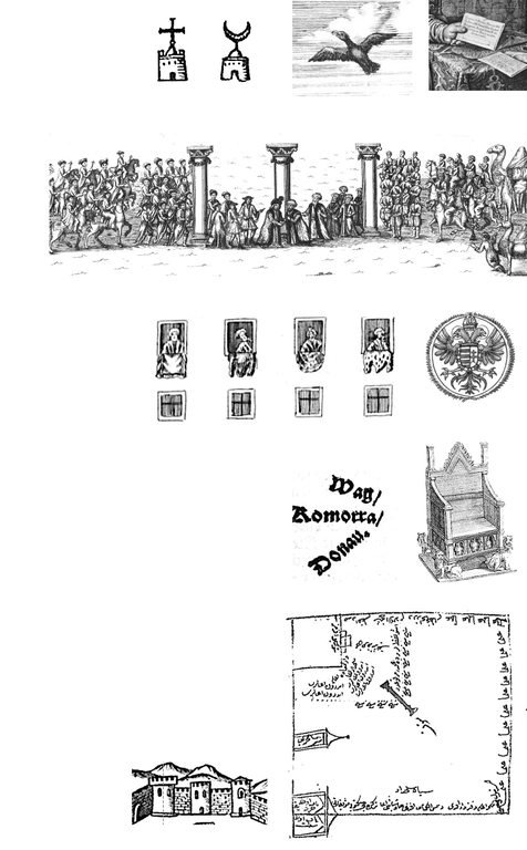Selected details from various ambassadorial print accounts, representing the material and spatial dimensions of diplomatic practices